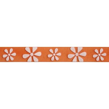 Reel of Daisy Ribbon Code C White on Orange 15mm x 3.5m