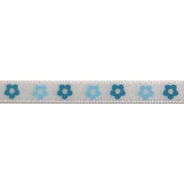 Reel of 2-Tone Flower Print Ribbon Code B Baby Blue Sky Blue 6mm x 4m
