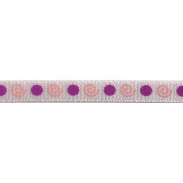 Reel of 2-Tone Spot and Swirl Print Ribbon Code B Baby Pink Candy 6mm x 4m