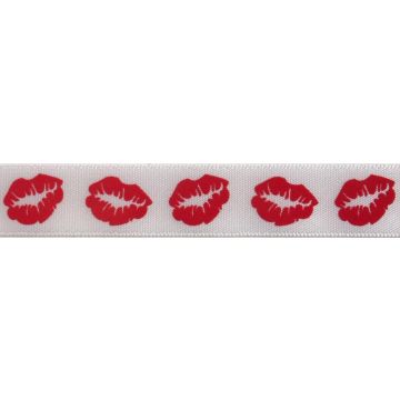 Reel of Lips Ribbon Code B Red on White 15mm x 3.5m