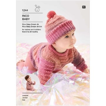 Rico Knitting Pattern Baby Sweater Bobble Hat Baby Dream DK KIC 1244 21x30x0.1