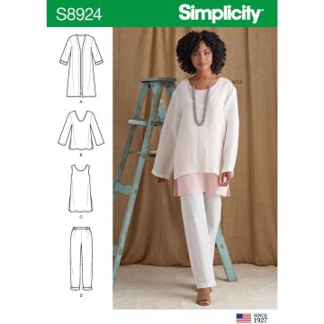 Simplicity Sewing Pattern 8924 (U5) - Misses Jacket Top & Pants 16-24 8924U5 16-24