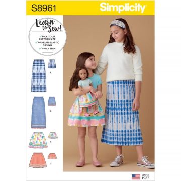Simplicity Sewing Pattern 8961 (HH) - Childrens & Dolls Skirts Age 3-6 US8961HH Age 3-6