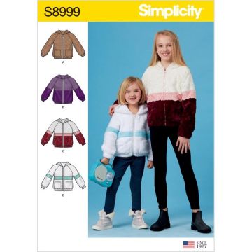 Simplicity Sewing Pattern 8999 (HH) - Girls Knit Hooded Jacket Age 3-6 8999HH Age 3-6
