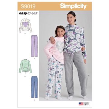 Simplicity Sewing Pattern 9019 (A) - Girls & Misses Loungewear S-L XS-XL 9019A S-L XS-XL