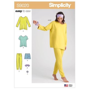 Simplicity Sewing Pattern 9020 (A) - Misses Sleepwear, Tops & Pants XXS-XXL 9020A XXS-XXL