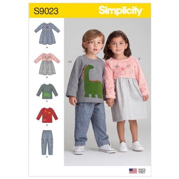 Simplicity Sewing Pattern 9023 (A) - Toddlers Dresses Top & Pants 6m-4yr 9023A 6m-4yr