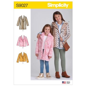 Simplicity Sewing Pattern 9027 (K5) - Childrens & Girls Lined Coat Age 7-14 9027K5 Age 7-14