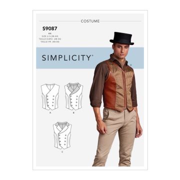 Simplicity Sewing Pattern 9087 (BB) - Men's Steampunk Corset Vests 46-52 9087BB 46-52