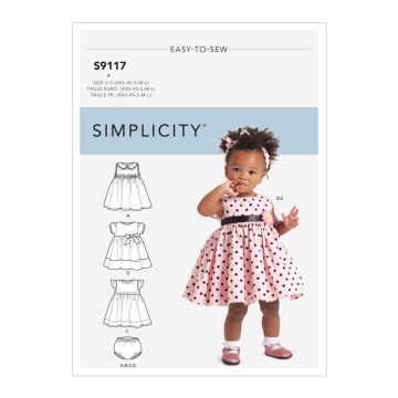 Simplicity Sewing Pattern 9117 (A) - Babies' Dresses & Accessories XXS-L 9117A XXS-L