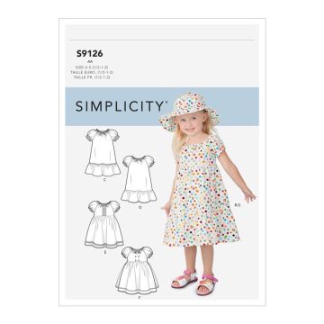 Simplicity Sewing Pattern 9126 (AA) - Toddlers' Dresses Age 6m-2 9126AA 1/2-1-2
