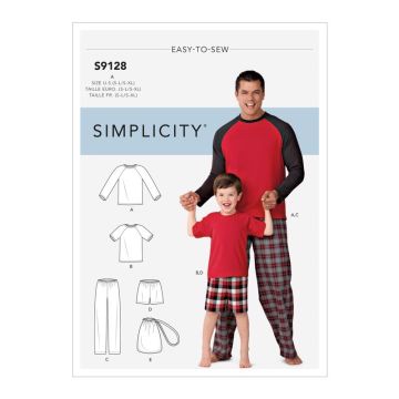 Simplicity Sewing Pattern 9128 (A) - Men's & Boys Sleepwear S-XL 9128A S -XL