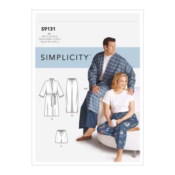 Simplicity Sewing Pattern 9131 (AA) - Unisex Sleepwear S-L 9131AA S-M-L