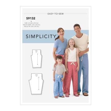 Simplicity Sewing Pattern 9132 (A) - Unisex Sleepwear XS-XL 9132A XS - XL