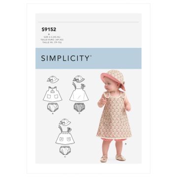 Simplicity Sewing Pattern 9152 (A) - Babies Clothes XS-XL 9152A XS-XL