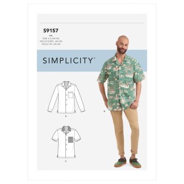Simplicity Sewing Pattern 9157 (AA) - Mens Shirts 34-42 9157AA 34-42