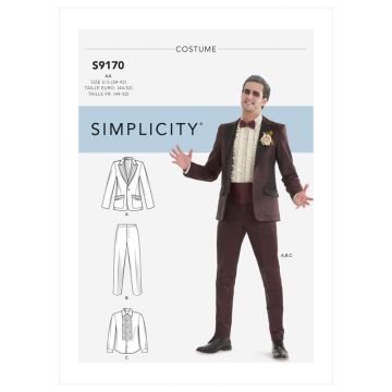 Simplicity Sewing Pattern 9170 (BB) - Mens Tuxedo Costumes 44-52 SS9170BB 44-52