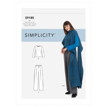 Simplicity Sewing Pattern 9185 (U5) - Misses Top Pants & Cape 16-24