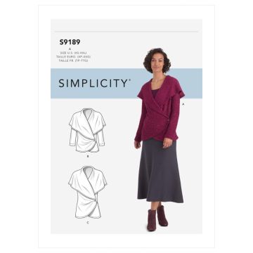 Simplicity Sewing Pattern Misses Knit Wrap Jacket SS9189A XS-XXL