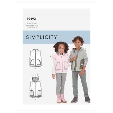 Simplicity Sewing Pattern 9193 (A) - Childrens Vest Age 3-8 SS9193A 3-8