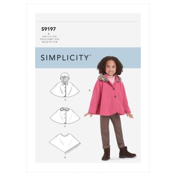 Simplicity Sewing Pattern 9197 (A) - Childrens Capes & Poncho Age 3-8 SS9197A 3-8