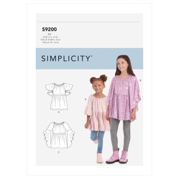 Simplicity Sewing Pattern 9200 (HH) - Childrens & Girls Tops Age 3-6