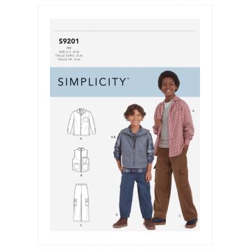 Simplicity Sewing Pattern 9201 (K5) - Childrens & Boys Shirt & Vest 8-16 SS9201K5 8-16