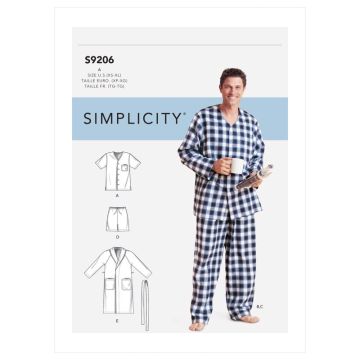 Simplicity Sewing Pattern 9206 (A) - Mens Robe, Tops, Pants & Shorts XS-XL S9206A XS-XL