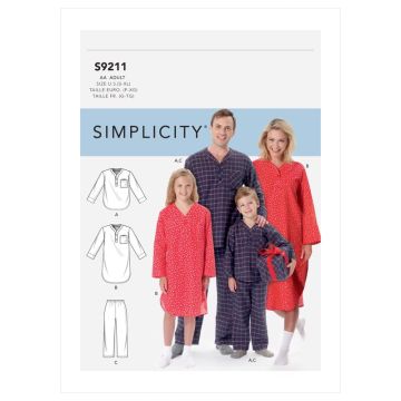 Simplicity Sewing Pattern 9211 (AA) - Nightshirt & Pants SS9211AA S-XL