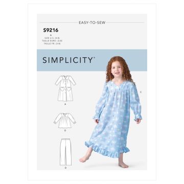 Simplicity Sewing Pattern 9216 (A) - Childrens Robe, Top & Pants Age 3-8 SS9216A 3-8