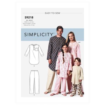 Simplicity Sewing Pattern 9218 (AA) - Adults & Childrens Tunic & Pants S-XL SS9218AA S-XL