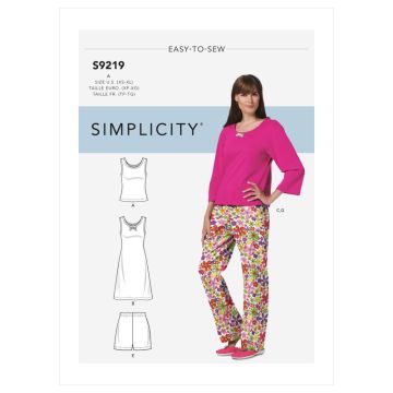 Simplicity Sewing Pattern 9219 (A) - Misses & Misses Petite Sleepwear XS-XL SS9219A XS-XL