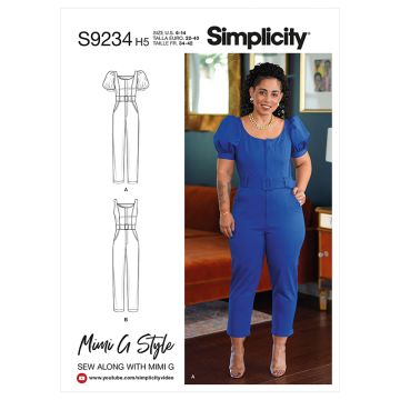 Simplicity Sewing Pattern 9234 (U5) - Misses Jumpsuit 16-24 S9234U5 16-24