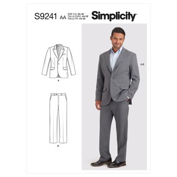 Simplicity Sewing Pattern 9241 (AA) - Mens Suit 34-42 S9241AA 34-42