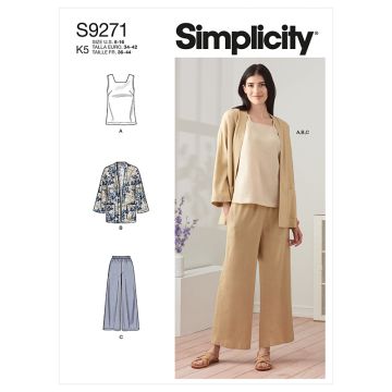 Simplicity Sewing Pattern 9271 (K5) - Misses Jacket Top & Pants 8-16 S9271K5 8-16