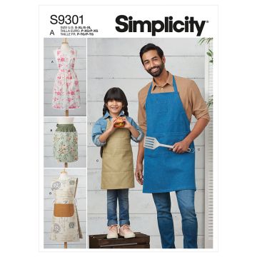 Simplicity Sewing Pattern 9301 (A) - Kids & Adults Aprons S-XL S9301A S-XL