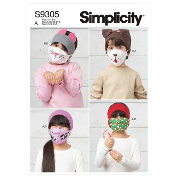 Simplicity Sewing Pattern 9305 (A) - Children Headband, Hat & Covering S-L S9305A S-L