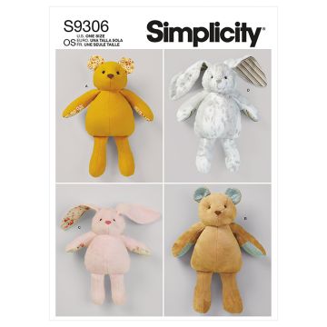 Simplicity Sewing Pattern 9306 (OS) - Plush Bears & Bunnies One Size S9306OS One Size