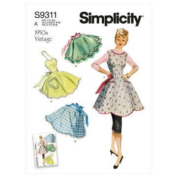 Simplicity Sewing Pattern 9311 (A) - Misses Vintage Aprons S-L S9311A S-L