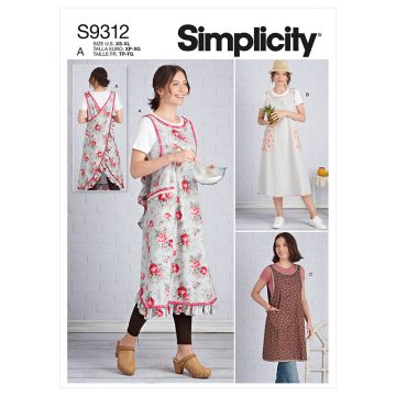 Simplicity Sewing Pattern 9312 (A) - Misses Aprons XS-XL S9312A XS-XL