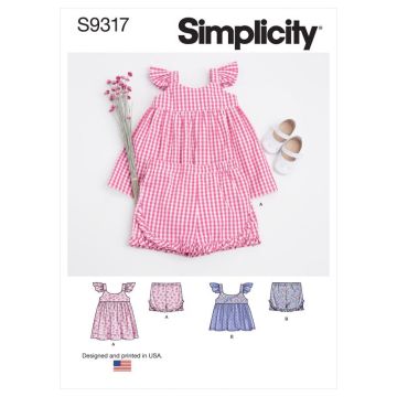 Simplicity Sewing Pattern 9317 (A) - Babies Dress Top & Shorts XS-M SS9317A XS-M