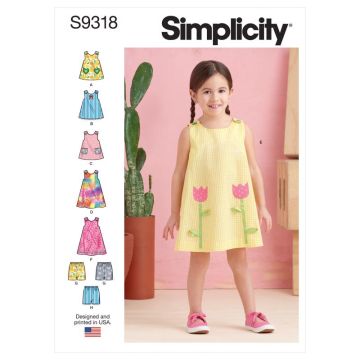Simplicity Sewing Pattern 9318 (CCB) - Toddler Tops, Dress & Shorts Age 1-4 SS9318CCB 1-4