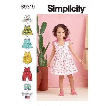 Simplicity Sewing Pattern 9319 (CAA) - Toddlers Top, Dress & Panties 6M-4Y SS9319CAA 6M-4Y