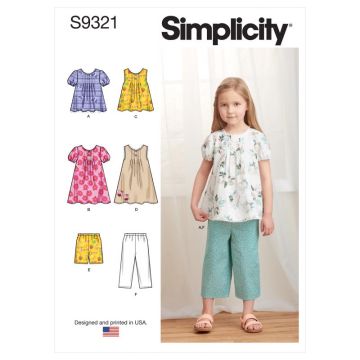 Simplicity Sewing Pattern 9321 (A) - Children Top, Dress & Pants Age 3-8 SS9321A 3-8
