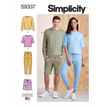 Simplicity Sewing Pattern 9337 (A) - Unisex Top, Pants & Shorts XS-XL