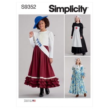 Simplicity Sewing Pattern 9352 (A) - Girls Costumes & Face Covers Age 7-14 SS9352A 7-14