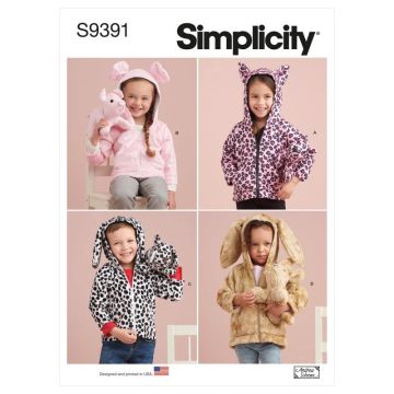 Simplicity Sewing Pattern 9391 (A) - Toddlers Jackets & Plush Animals 6M-4Y SS9391A 6M-4Y