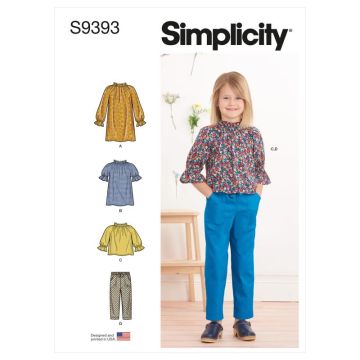 Simplicity Sewing Pattern 9393 (A) - Childrens, Dress, Top & Pants Age 3-8 SS9393A 3-8