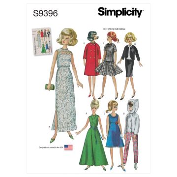 Simplicity Sewing Pattern 9396 (OS) - Vintage Doll Clothes One Size SS9396OS One Size