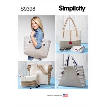 Simplicity Sewing Pattern 9398 (OS) - Tote Bag, Purse & Clutch One Size SS9398OS One Size